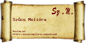 Szűcs Melióra névjegykártya